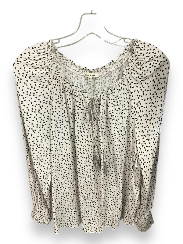 Top Long Sleeve By Max Studio In Black & White, Size: M