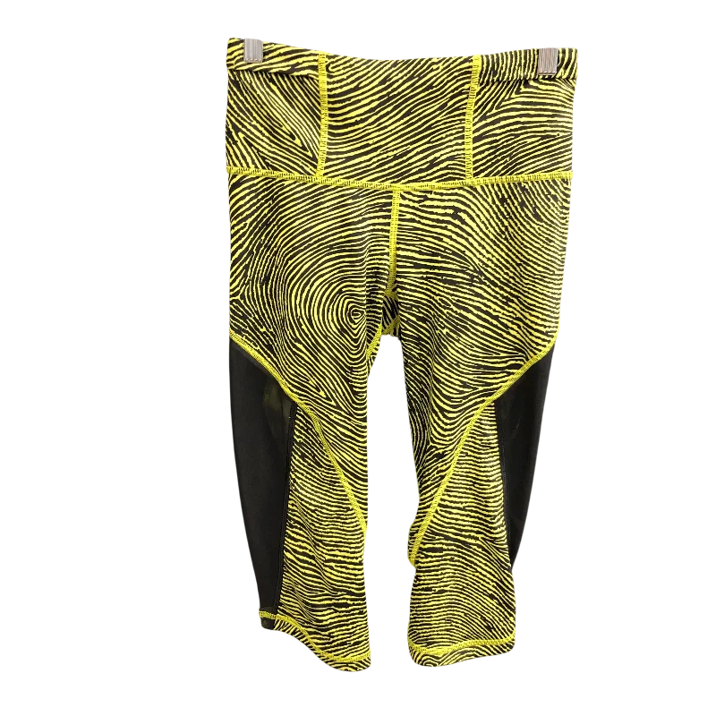 Athletic Capris By Lululemon In Black & Yellow, Size: 4