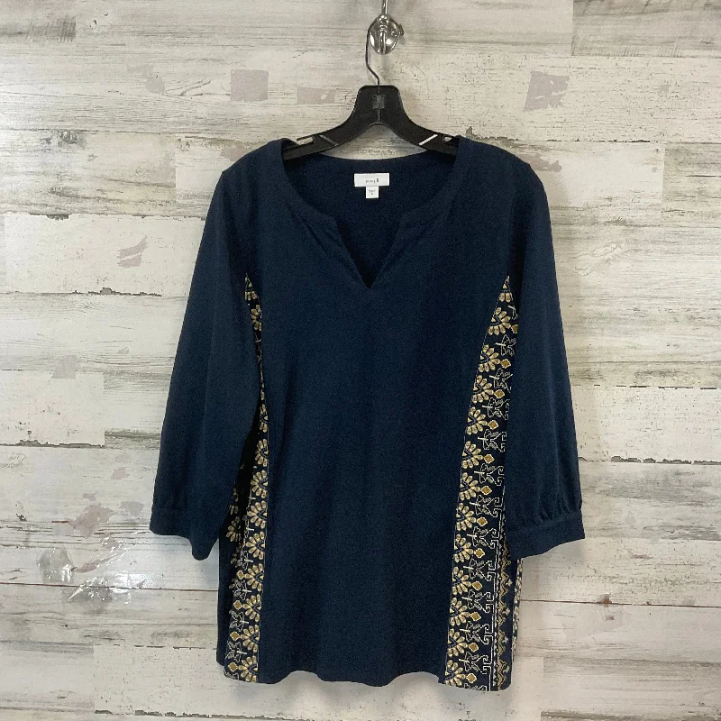 Top Long Sleeve By J. Jill In Navy, Size: M