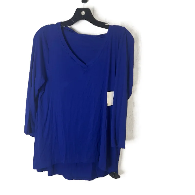 Top Long Sleeve Basic By Cable And Gauge In Blue, Size: Xl