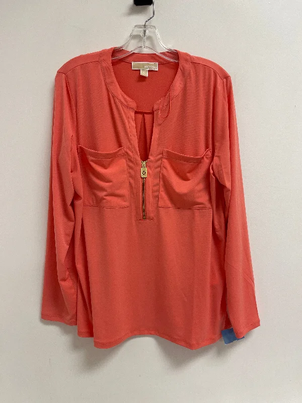 Top Long Sleeve By Michael By Michael Kors In Orange, Size: Xl