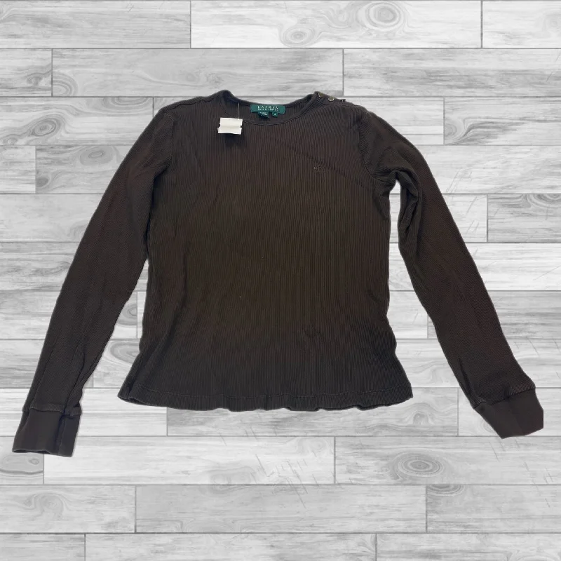 Top Long Sleeve By Lauren By Ralph Lauren In Brown, Size: S