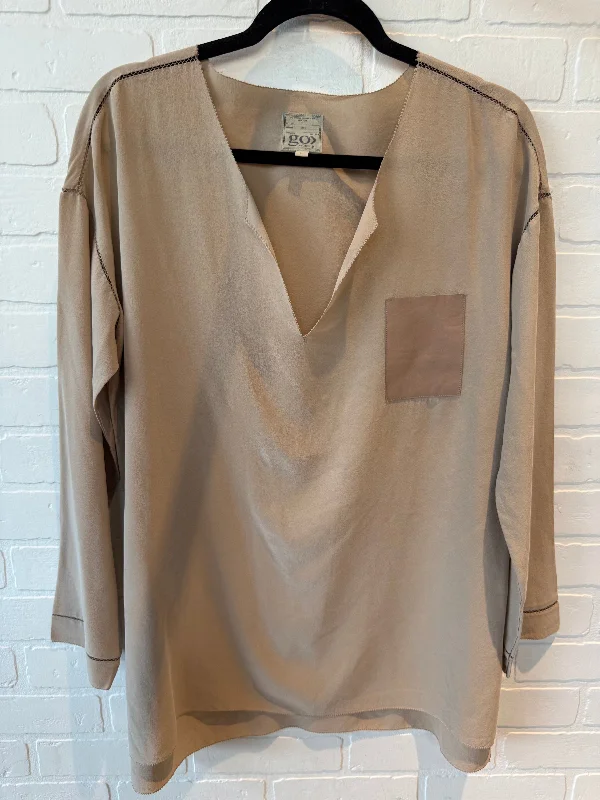 Top Long Sleeve By  go by go In Tan, Size: L