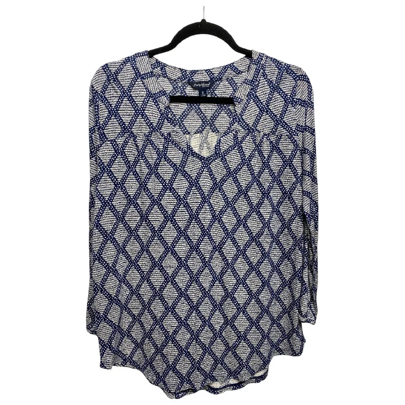 Top Long Sleeve By Lucky Brand In Blue & Cream, Size: S