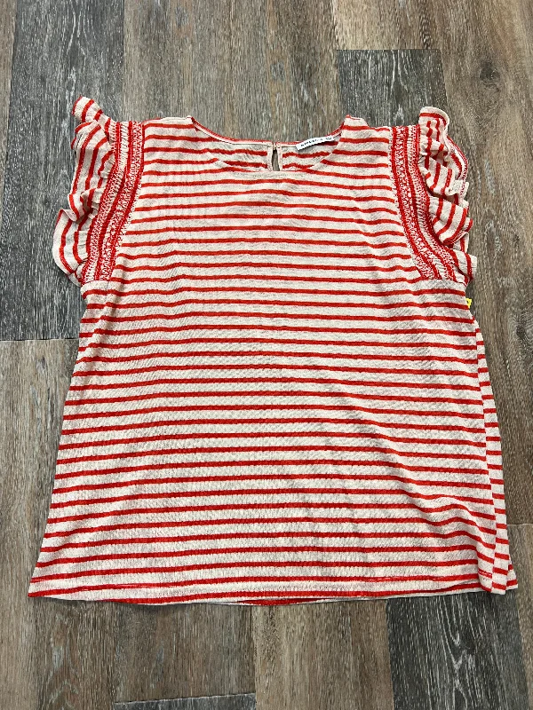 Top Short Sleeve By Staccato In Striped Pattern, Size: L