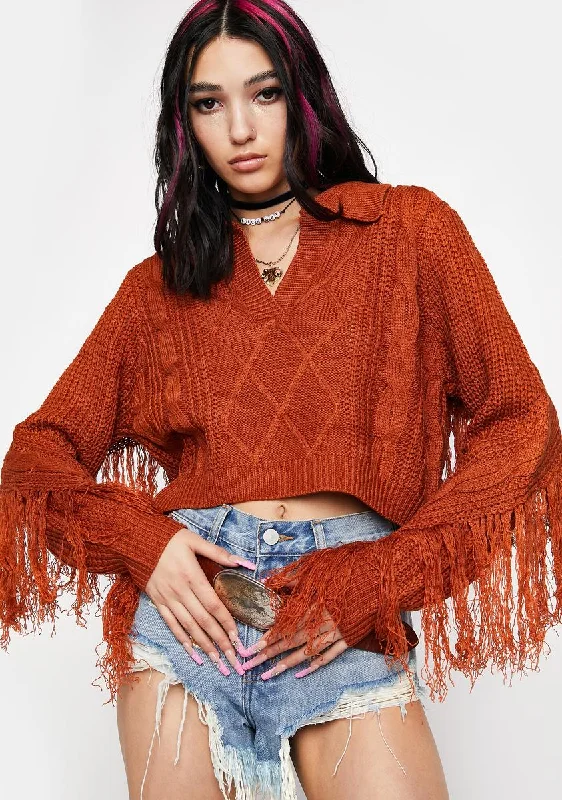 Sienna Find Your Calling Fringe Sweater