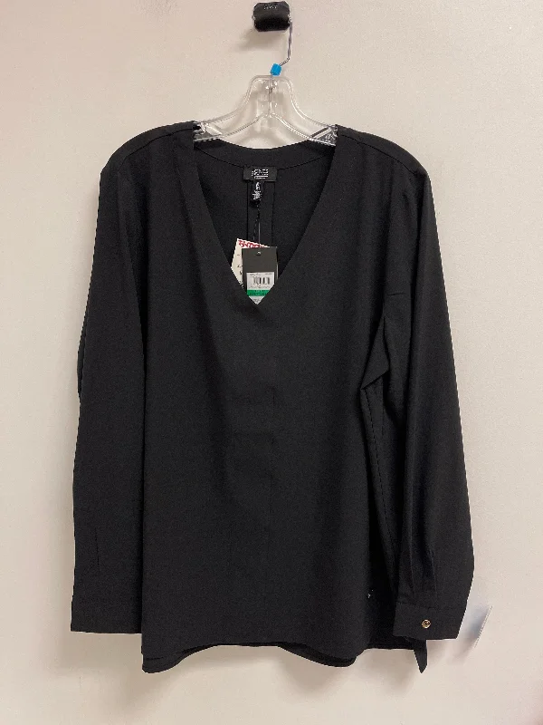 Top Long Sleeve By Jones New York In Black, Size: L