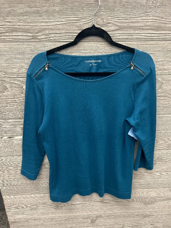 Top 3/4 Sleeve By Croft And Barrow In Blue, Size: L