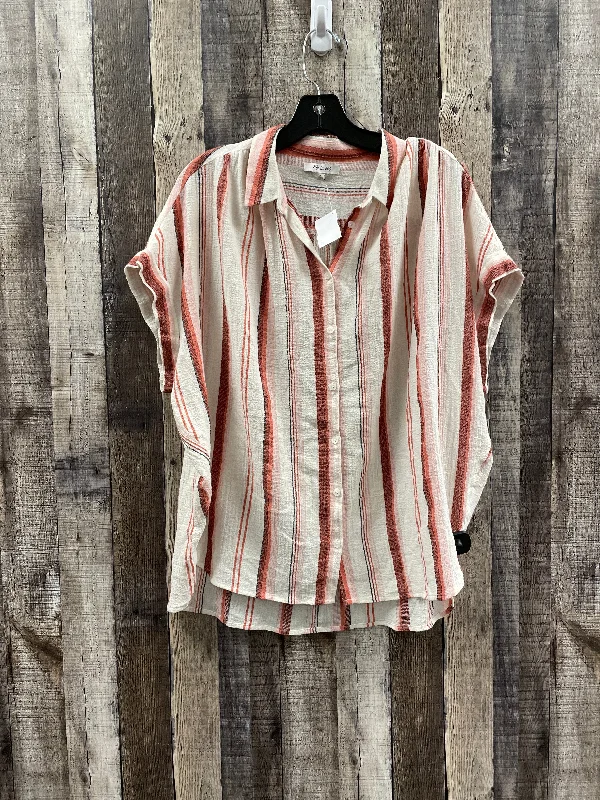 Top Short Sleeve By Madewell In Striped Pattern, Size: L