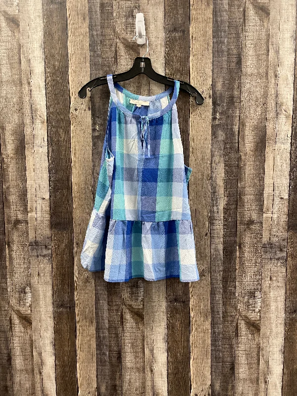 Top Sleeveless By Loft In Checkered Pattern, Size: Xl