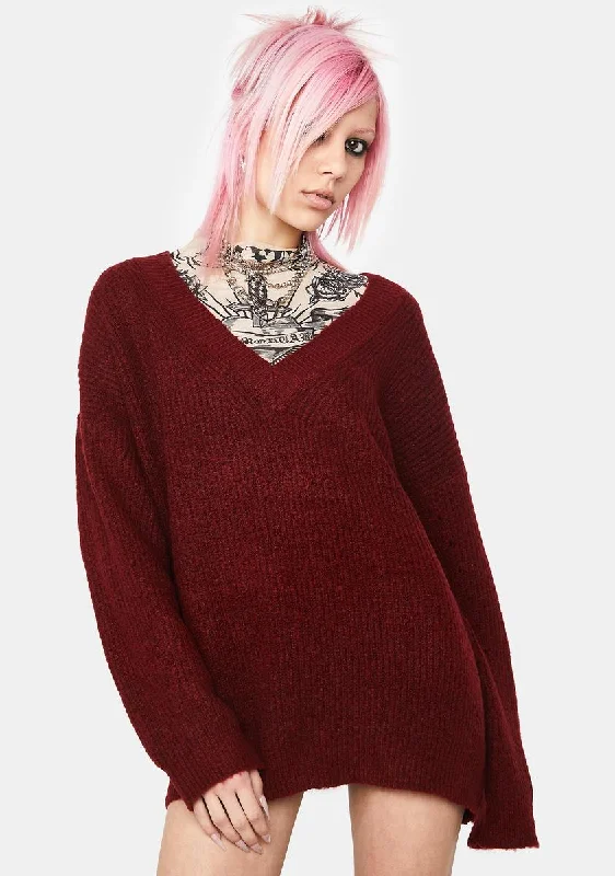 Merlot Just Like This Oversized Sweater