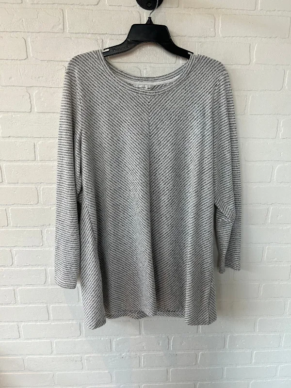 Tunic Long Sleeve By Christopher And Banks In Grey & White, Size: Xl