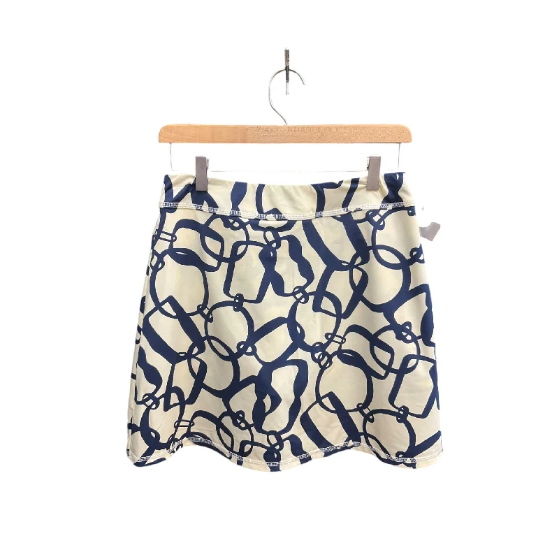 Athletic Skort By Julie Brown In Blue & Cream, Size: M