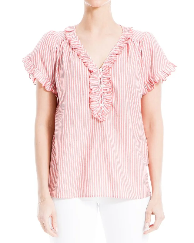 Max Studio Short Sleeve Ruffle Top