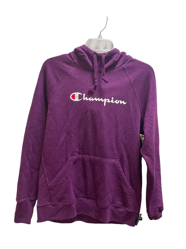 Sweatshirt Hoodie By Champion In Purple, Size: M