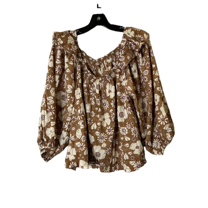 Top Short Sleeve By Free People In Brown, Size: Xl