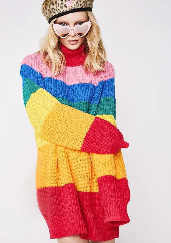 Rainbow Roll Neck Jumper