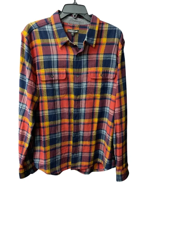 Top Long Sleeve By Toad & Co In Plaid Pattern, Size: L