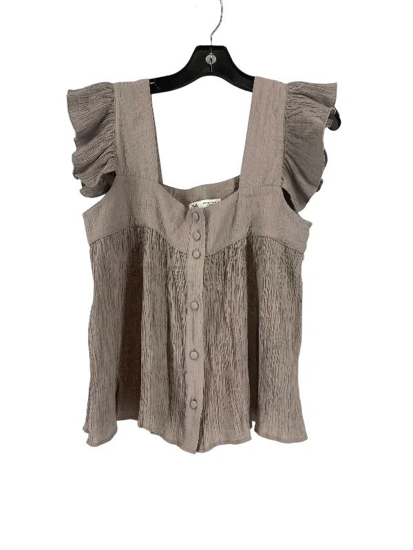 Top Sleeveless By Zara In Grey, Size: S