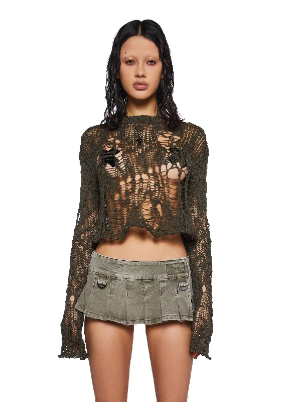 Crossfade Open Weave Crop Sweater