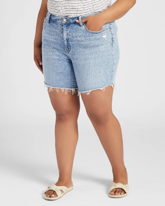 Plus Size High Rise Midi Short