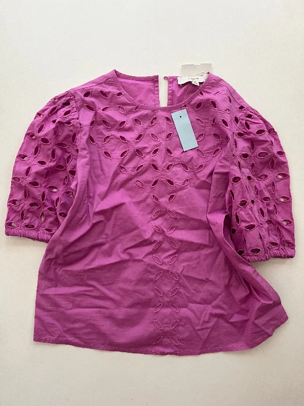 Top Short Sleeve By Loft In Purple, Size: Xxs