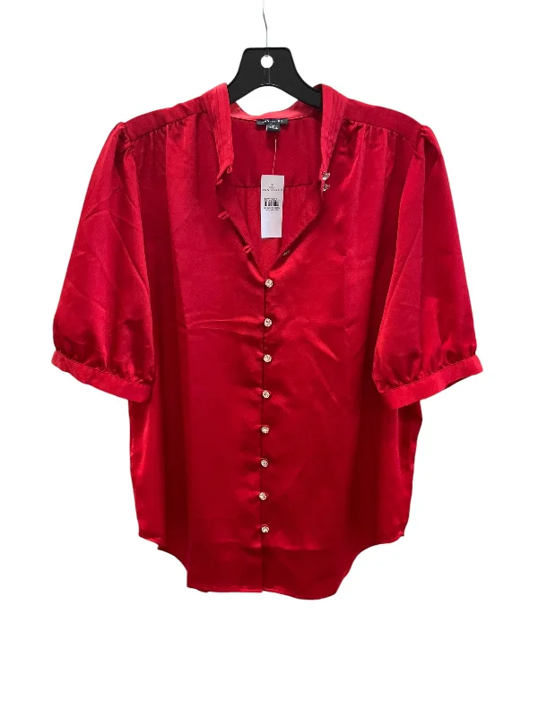 Top Short Sleeve By White House Black Market In Red, Size: S