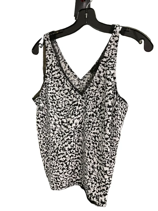 Top Sleeveless By Halogen In White Black, Size: S