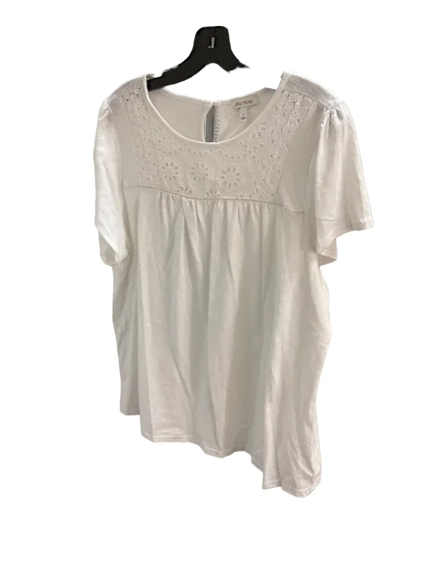 Top Short Sleeve By Ella Moss In White, Size: L