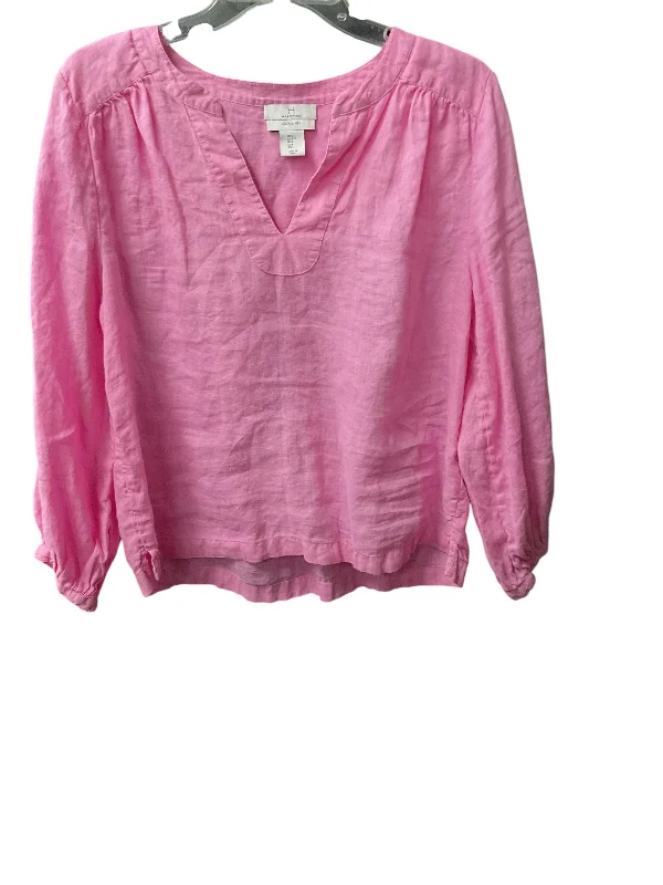 Top Long Sleeve By Halston In Pink, Size: L