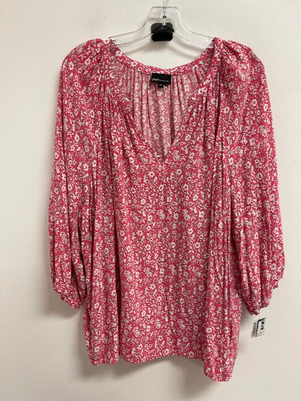 Top Long Sleeve By Jones New York In Pink, Size: 3x