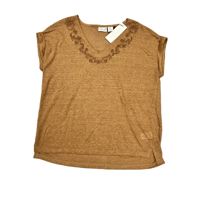 Top Short Sleeve By Rachel Zoe In Tan, Size: L