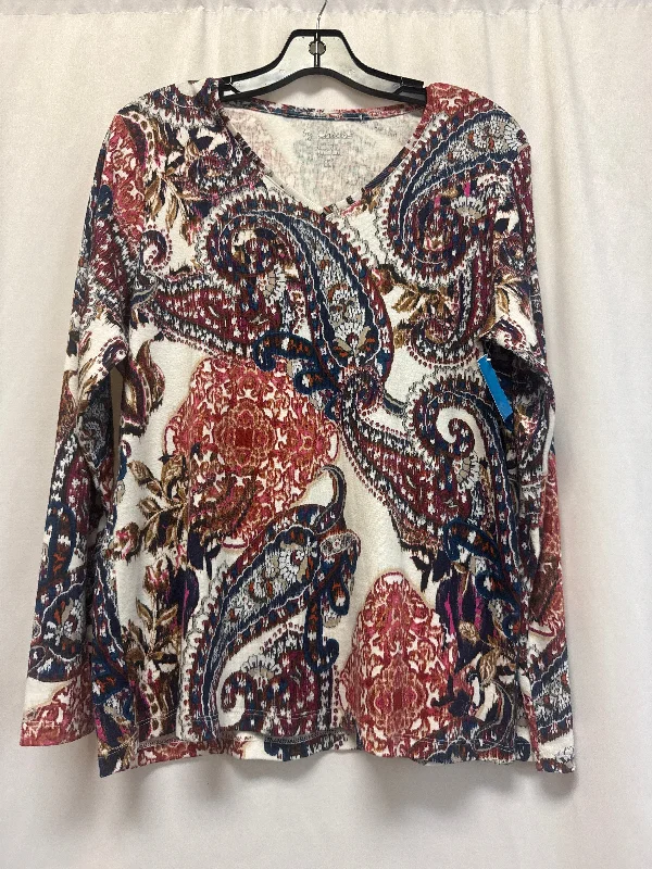 Top Long Sleeve By Chicos In Maroon, Size: L