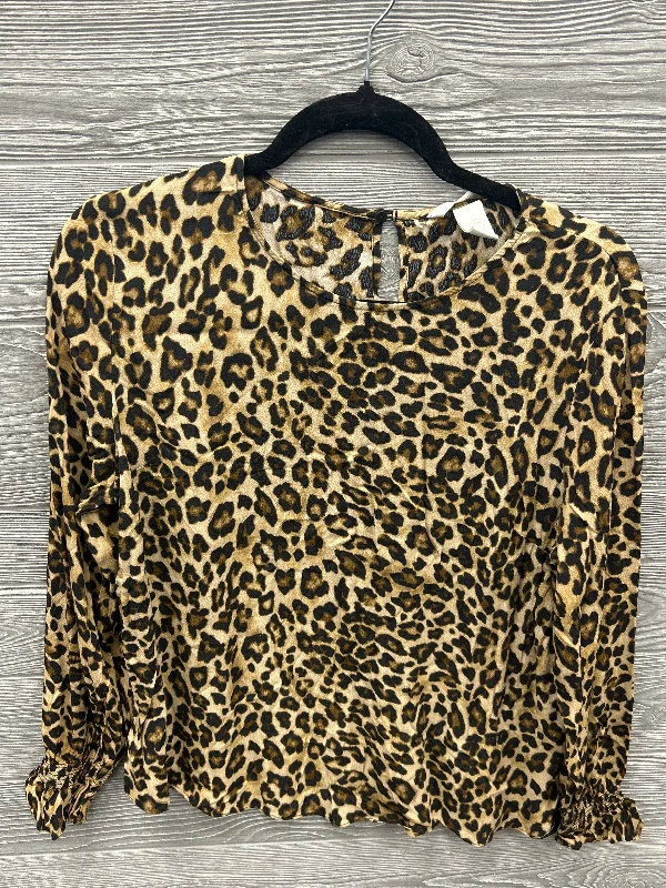 Top Long Sleeve By H&m In Animal Print, Size: Xl