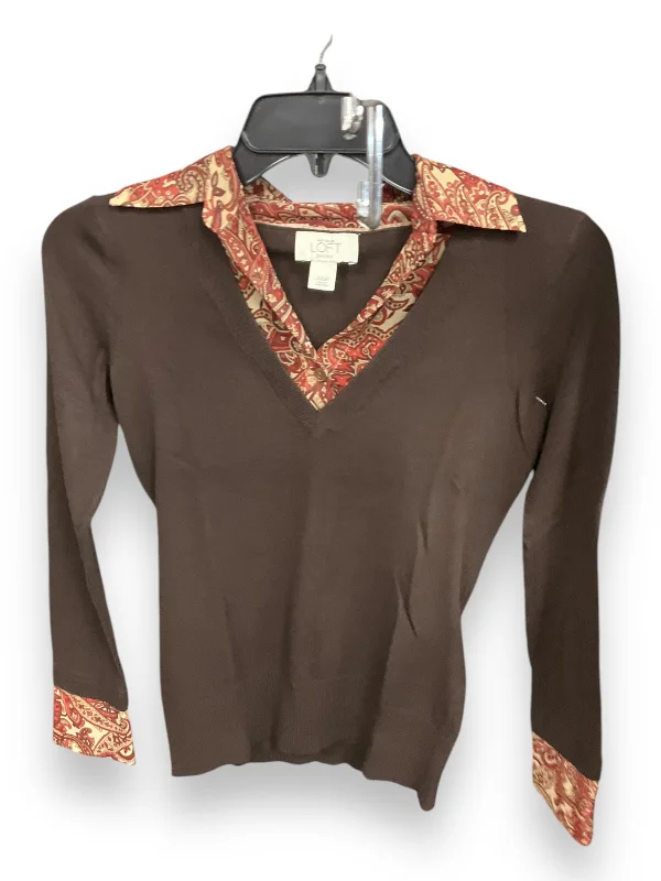 Top Long Sleeve By Loft In Brown, Size: S