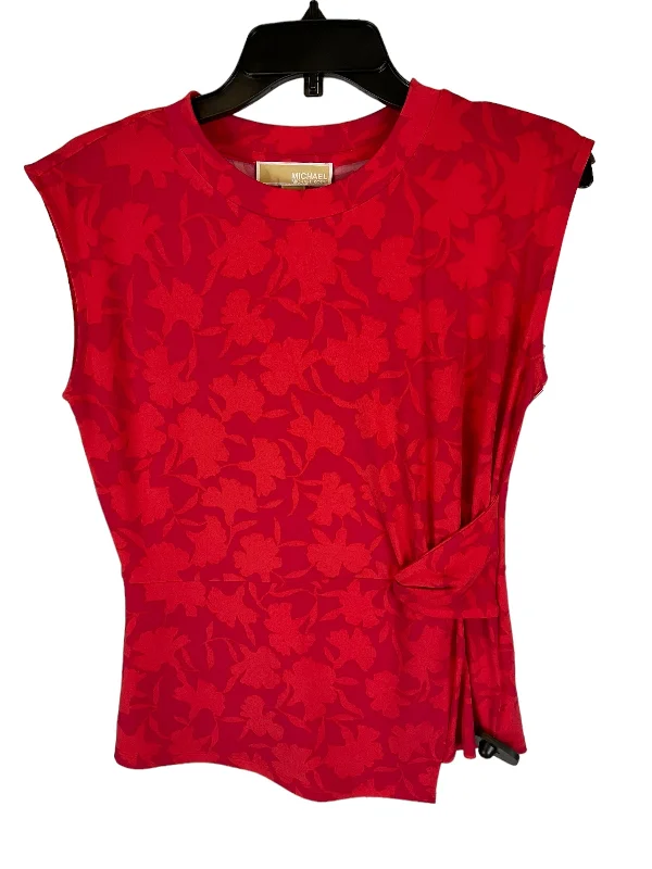 Top Sleeveless Designer By Michael By Michael Kors In Orange & Red, Size: M