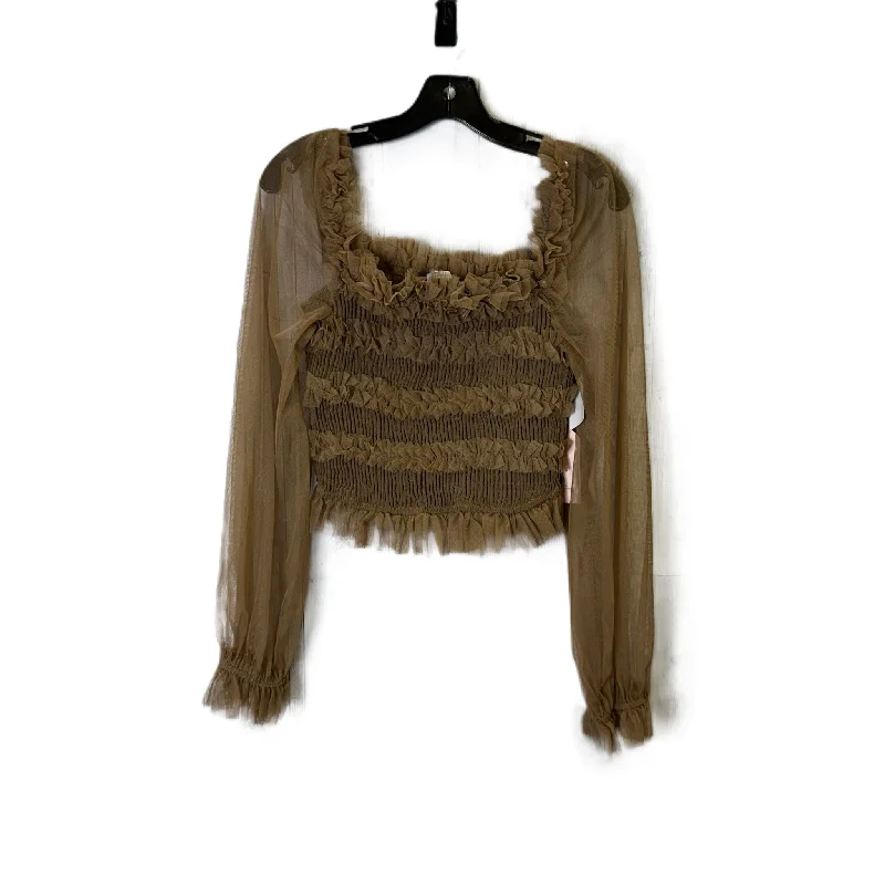 Top Long Sleeve By Blashe In Brown, Size: L