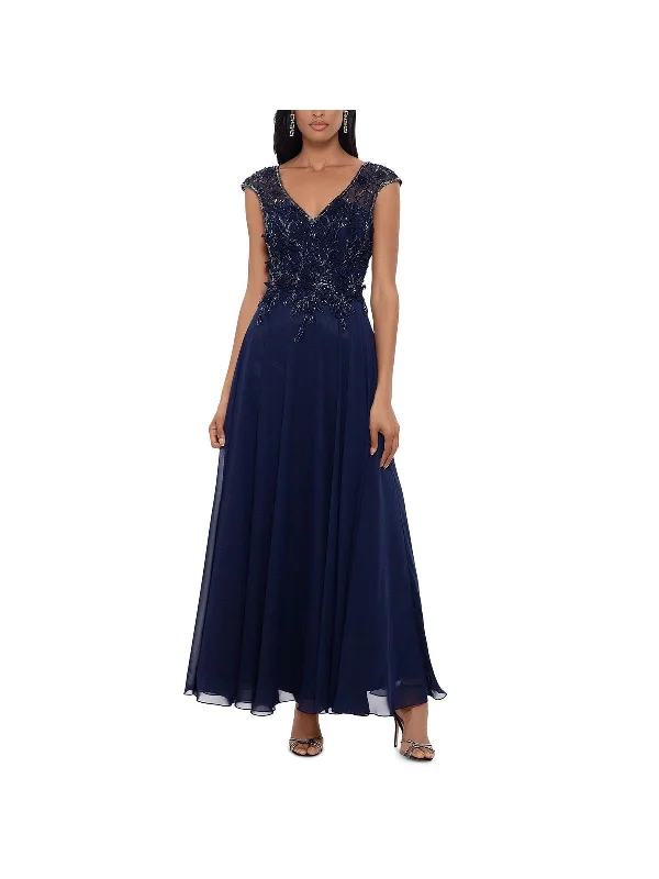 Petites Womens Embellished Formal Evening Dress