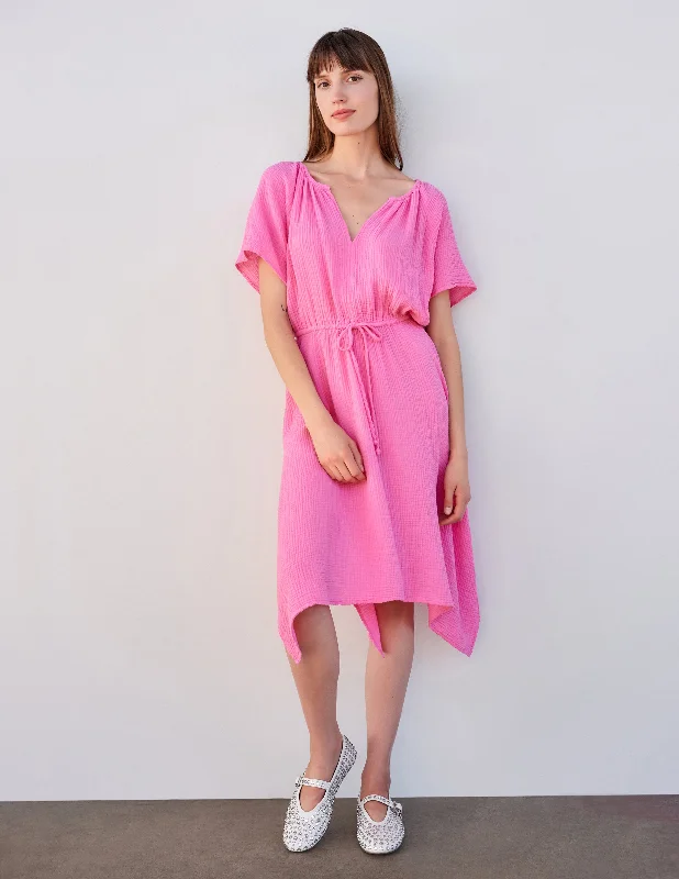 Sundry Handkerchief Hem Maxi in Magenta