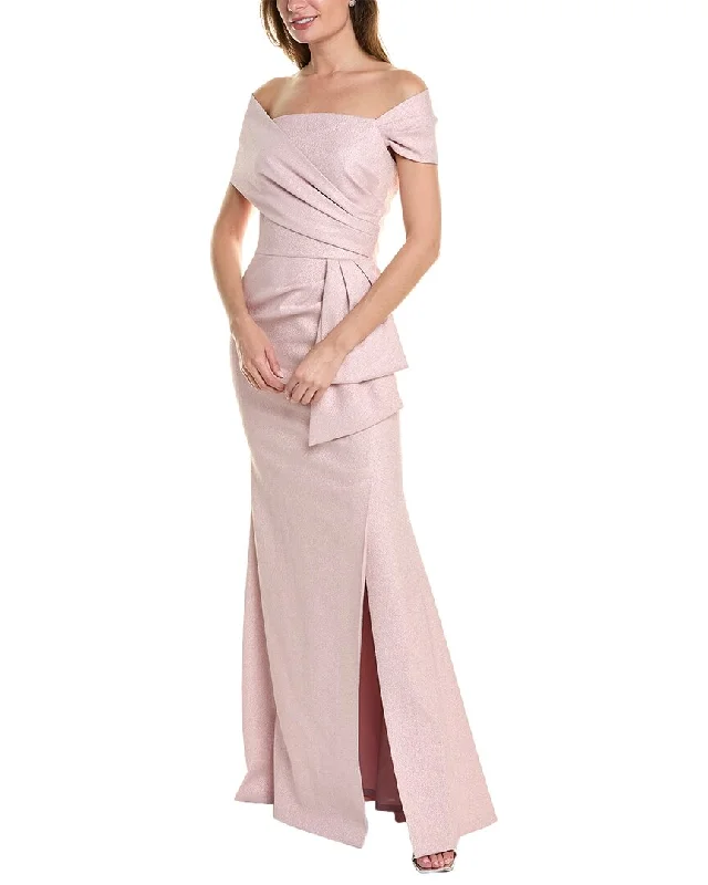 Teri Jon by Rickie Freeman Metallic Jacquard Gown