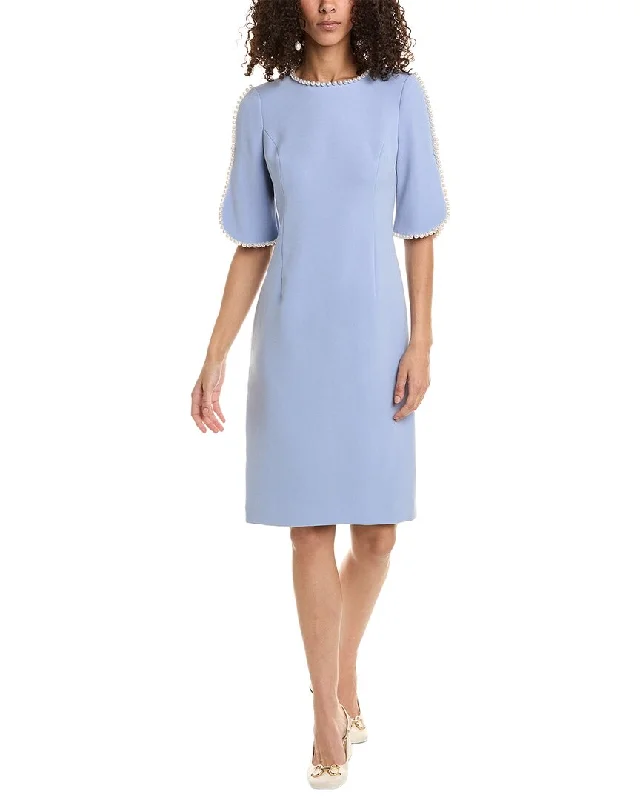 Teri Jon by Rickie Freeman Pearl Trim Shift Dress