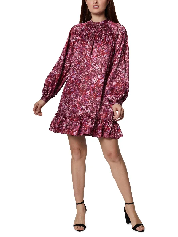 Womens Floral Print Knee Length Shift Dress