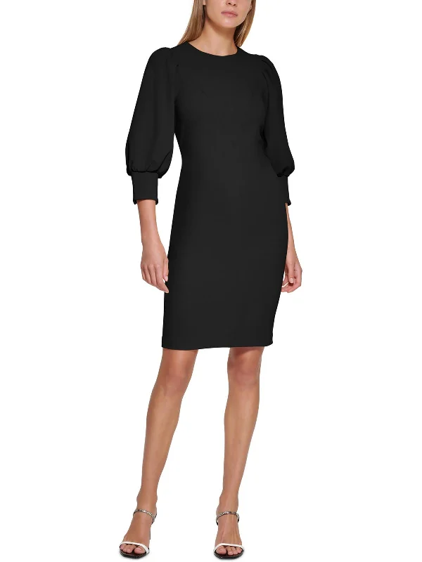 Womens Gathered Above Knee Sheath Dress