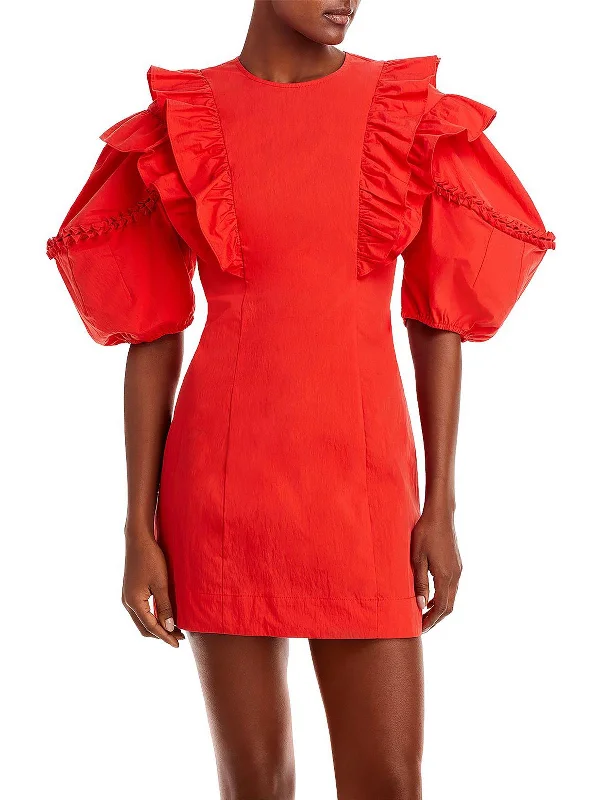 Womens Ruffle Puff sleeve Mini Dress