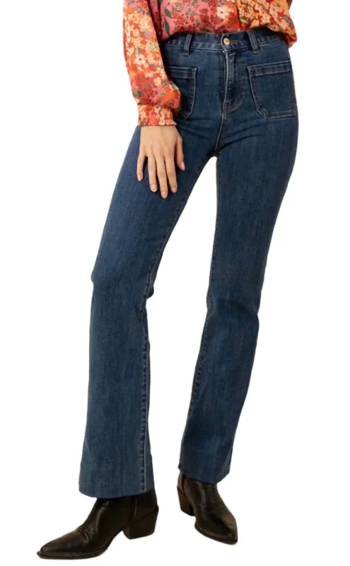 Jenna Pocket Denim Pants In Blue