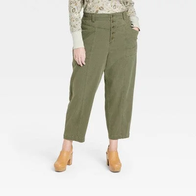 Knox Rose Womens Plus Mid Rise Tapered Leg Full Cargo Pants Heavyweight